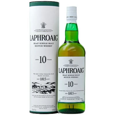 ラフロイグ10年のボトルと外箱。販売店の提供画像